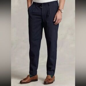 Polo Ralph Lauren Stretch Tailored Slim Fit Navy Pinstriped Drawstring Pants